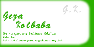 geza kolbaba business card